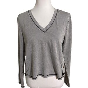 URBAN Romantics Black and White Striped V-Neck Crop Top